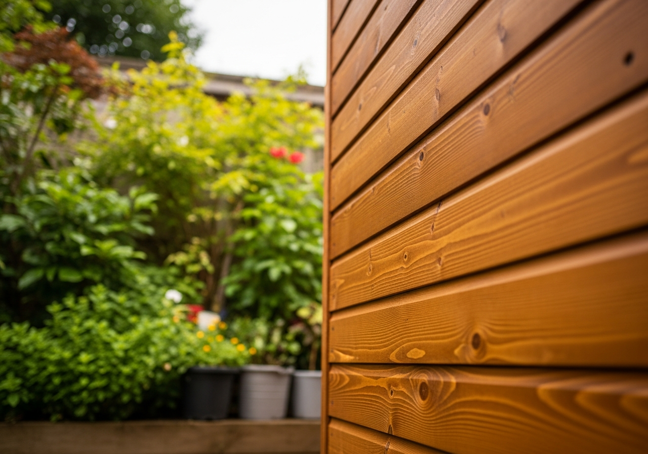 Clean horizontal wooden cladding boards on a wall
